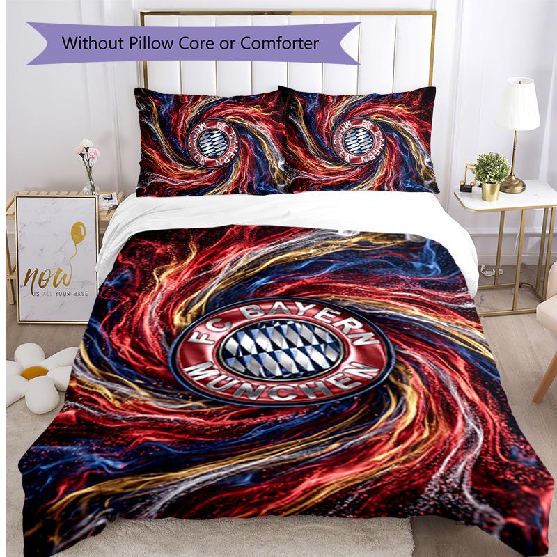 Set Biancheria da Letto 3 Pezzi Stampato Bayern Monaco Traspirante Copripiumino con Federe Biancheria da Letto Decorativa per Camera da Letto Casa