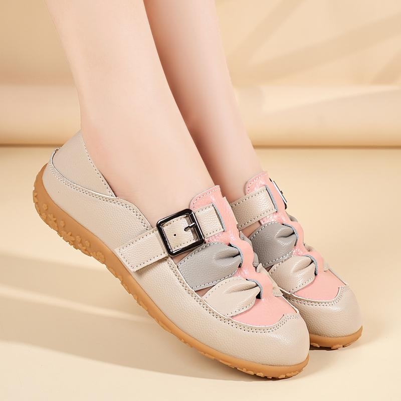 Damensandalen Sommer-Essentials Mary Jane Strand-Flats Bequeme weiche Gehsandalen Römische Sandalen für Mädchen Übergröße