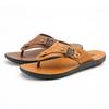 Business Men's Shoe Shiatsu Flat Leather Soft Sabot Outdoor Flip Flops Slides Cheap Shoes Liquidation 2026 Style Male Slipper