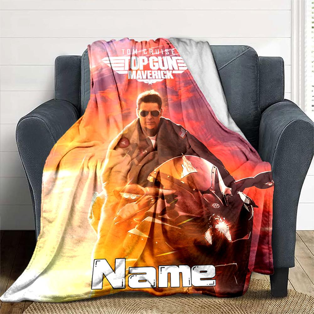 Customiz Name Personality Top Gun Maverick Blanket Soft &Warm Sofa Office Bed Travel Lunch Break Blanket, Gift Suitable All Seasons