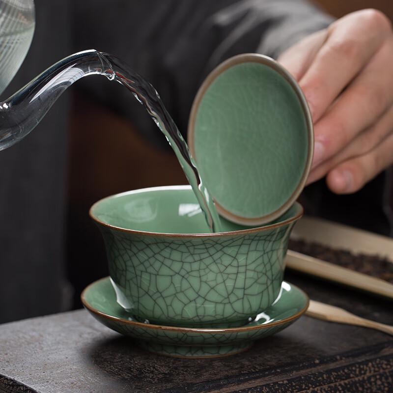 Longquan Celadon Ge Kiln Sancai Gaiwan