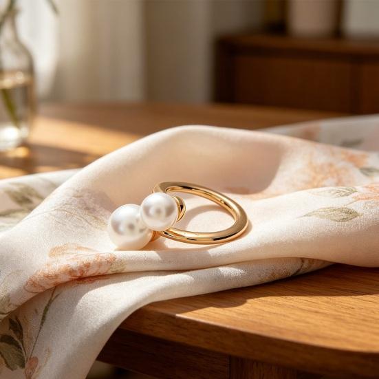 Faux Pearl Neckerchief Ring, Women Metal Scarf Holder, Elegant Silk Scarf Ring Clip, Fashion Clothes Ring Wrap Holder for Shirts T-Shirts Shawl