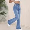 2025 European and American cross-border TEMU Amazon women's high-waisted slim-fit stretch slightly flared denim pants for women, fashionable and 