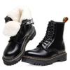 Real wool Martin boots high-top tooling boots women's hard leather open-edged bead short boots leather boots round