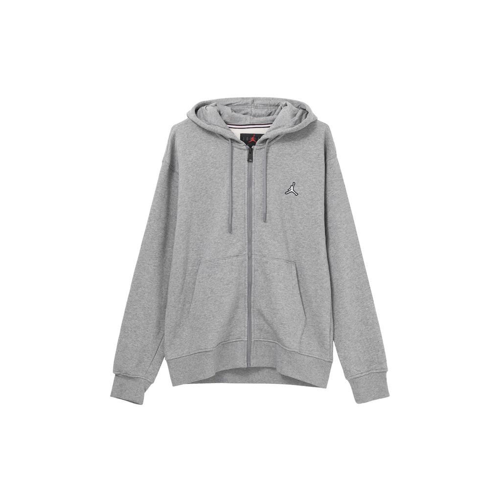 Jordan Sweatshirts Men's Gray Fleece Lined Hooded Moderate Cardigan DQ7351-091
