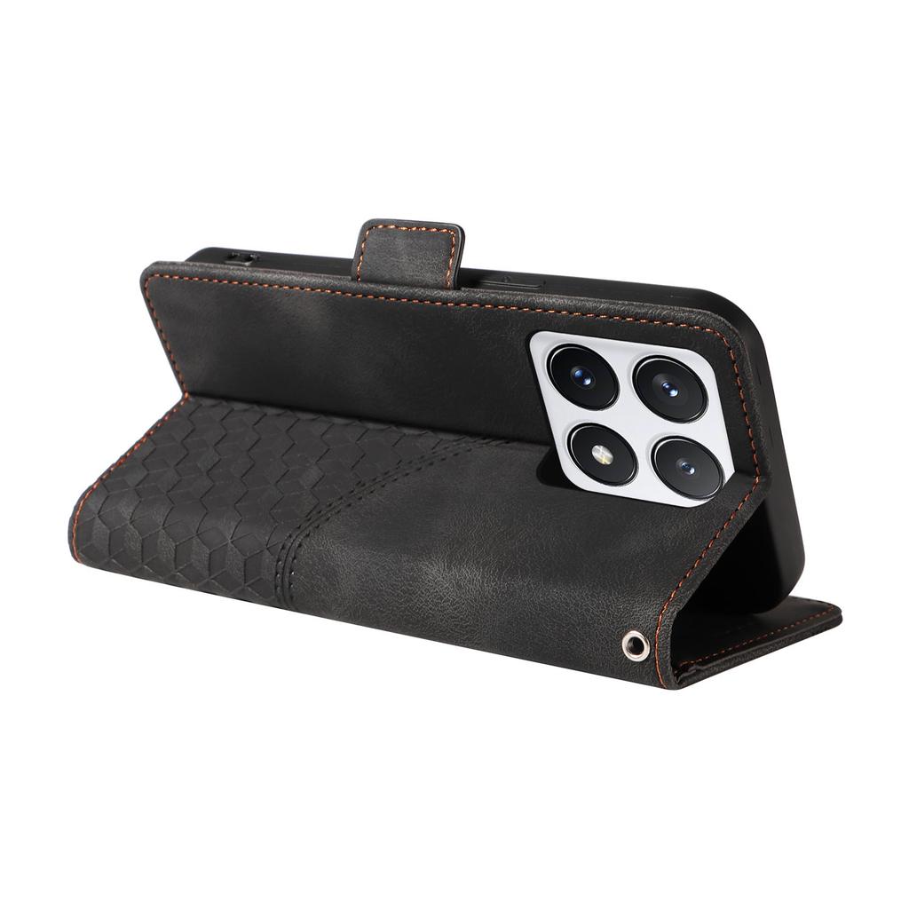 For Xiaomi 14T Pro Case PU Leather Phone Cover Rhombus Starry Imprinted