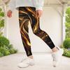 Girls Red Black Abstract Printed Full Length Stretch Waist Yoga Leggings