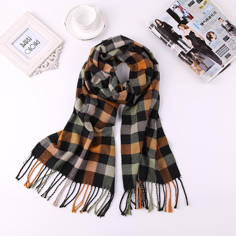 Men'S Winter Plaid Scarf Warm Women Cashmere Shawls Scarves Casual Tassel Scarfs Man Business Scarf Pashmina