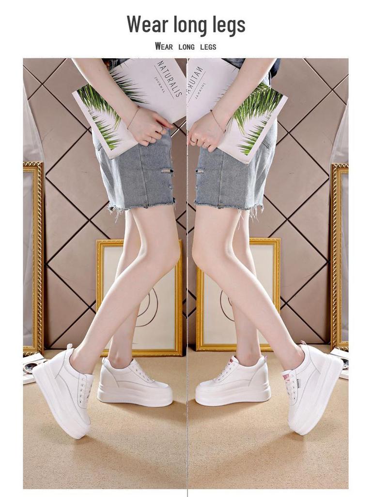 Trendige Plateau-Sneaker für Damen 2025: Atmungsaktives Mesh, Höhensteigerung, Lässiges Weiß.