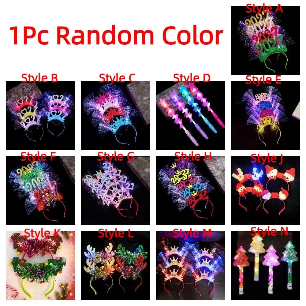 Tiara de Cabelo LED Brilhante Doce 2027 Bastões Luminosos Brinquedos Infantis Aro de Cabelo de Natal Adereço para Foto
