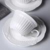 180ML. White Embossed Porcelain Espresso Cup with Saucer, Ceramic Tea Cups and Saucer Sets, Tasse Cafe English Christmas Cup