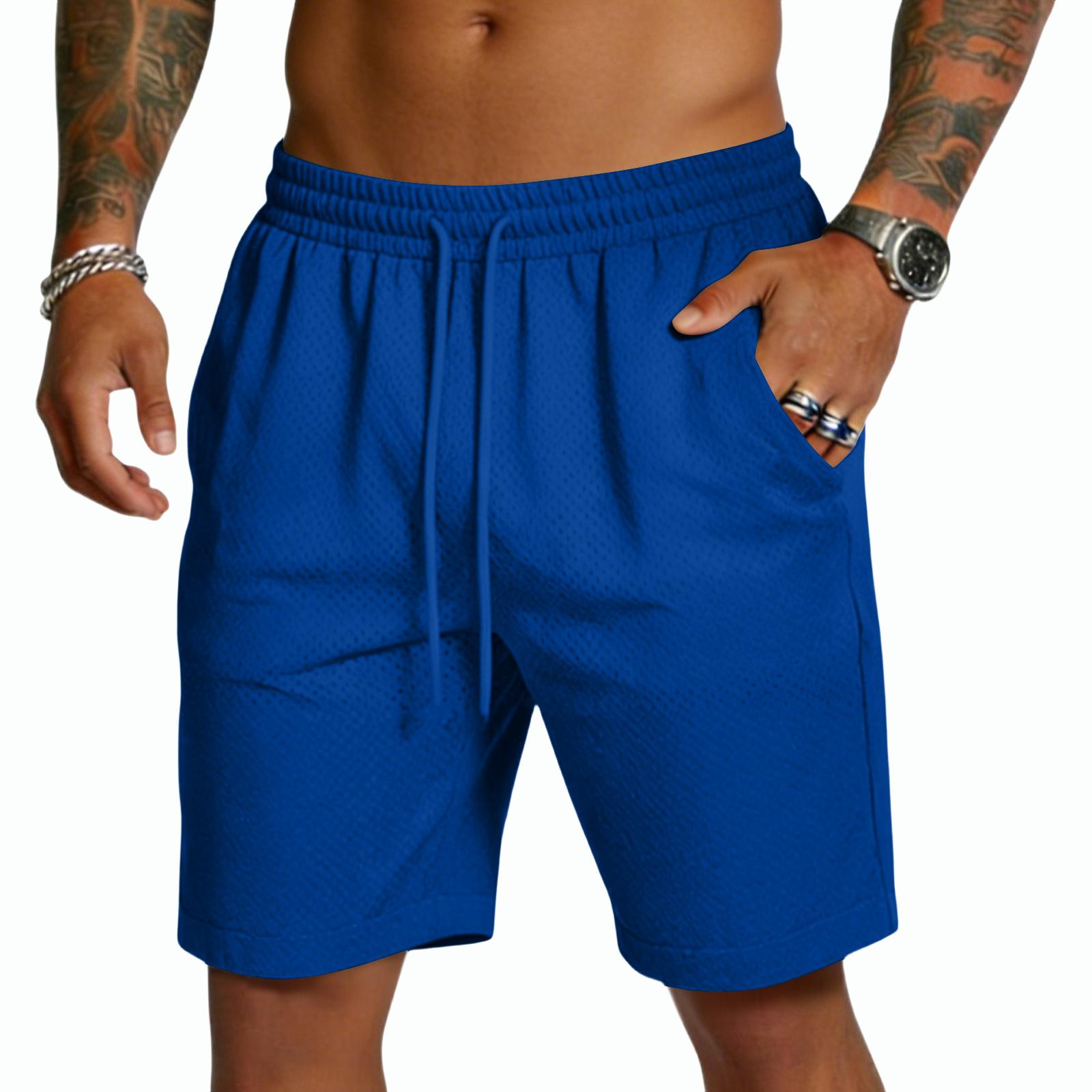 Hibaby3 Lichte shorts voor heren met trekkoord, ademend, sneldrogend, casual, atletisch, mesh shorts met zakken voor hardlopen, training, sportschool XL