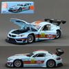 Diecast 1/24 BMW M4 GT3 GULF Alloy Car Model with Display Box Children Boy Toy Vehicle Gift Sound Light Miniature Voiture