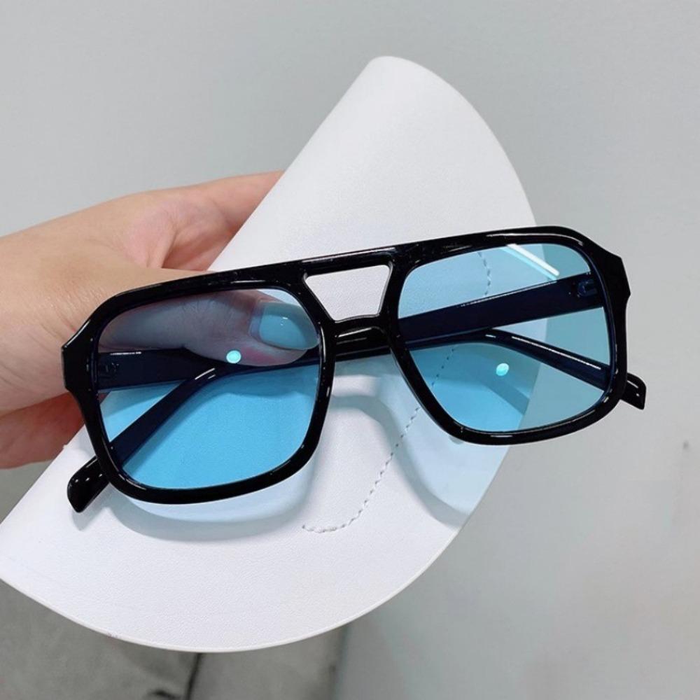 Double Beam Pilot Sun Glasses UV400 Retro Eyewear Lightweight Square Sunglasses  Photography