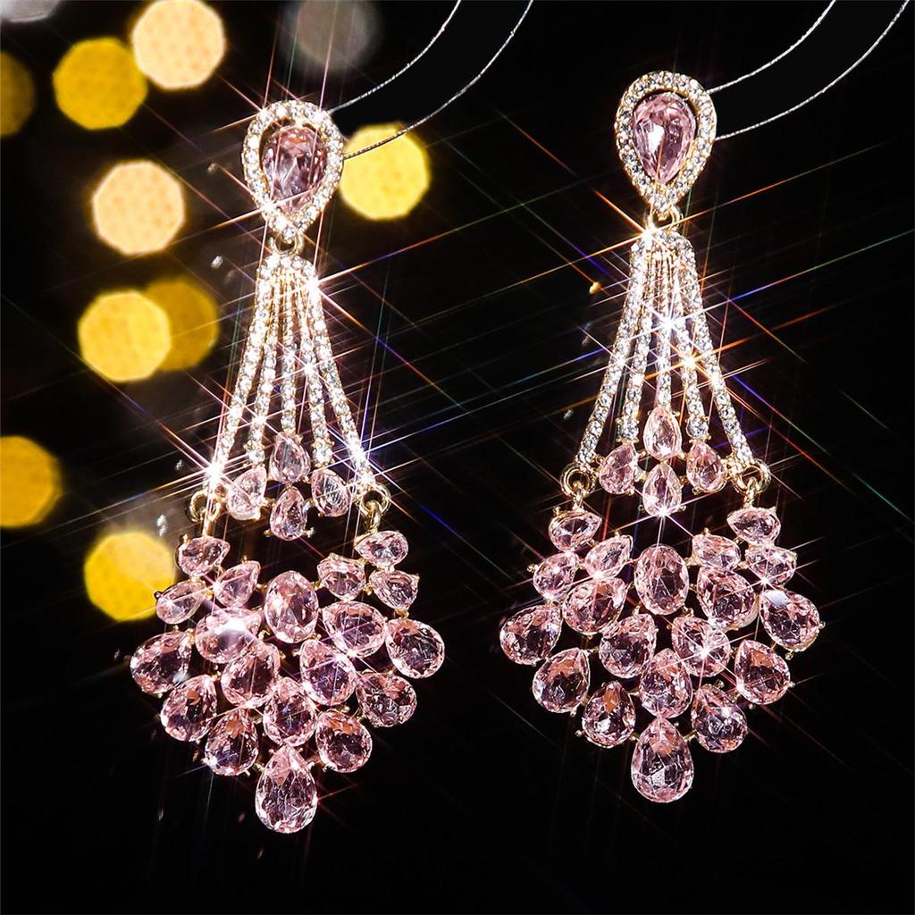 Bright Rhinestone Stud Earrings – Colorful, Bold European & American Style for Women