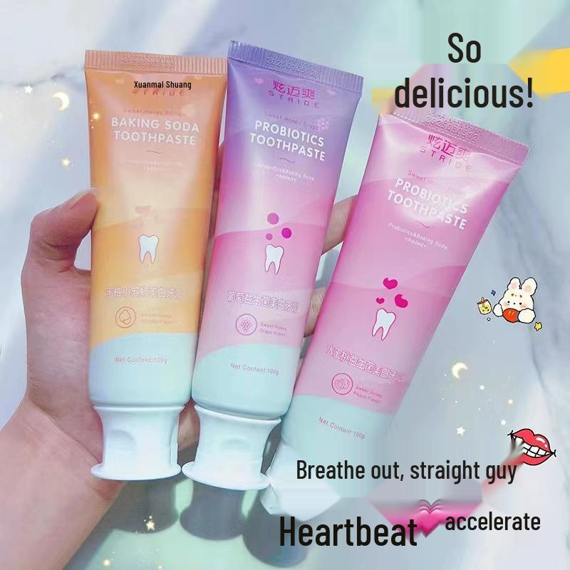 Probiotic Fruit-Flavored Whitening Toothpaste: Brightens, Removes Stains, Tartar, and Bad Breath, Provides Fresh Breath