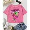Fruit Strawberry Cherry Kiwi Print Washed T-Shirt Women Slim Y2K Crop T Shirts Cotton Summer Tops O-Neck Short Sleeve