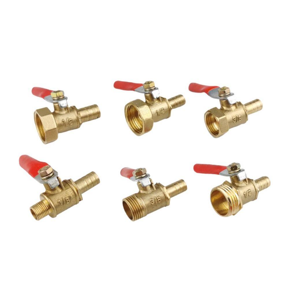 Pipe Fittings Pneumatic Connector Red Handle Hose Barb Coupler Ball Valve  Water Oil Air Gas Fuel
