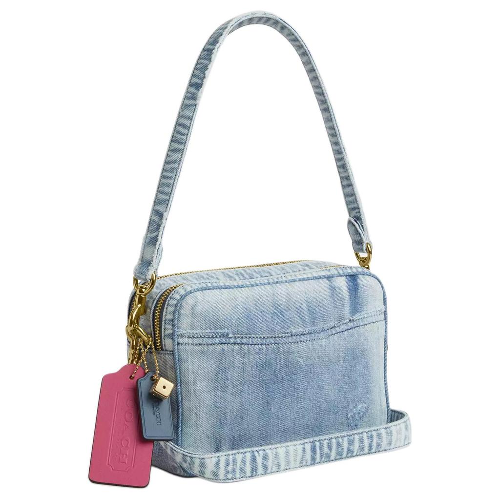 Coach Carey 15 Gold Letter Floating Logo Denim Mini Shoulder Crossbody Bag Women Bags Light-Indigo CEK67-IMNIM