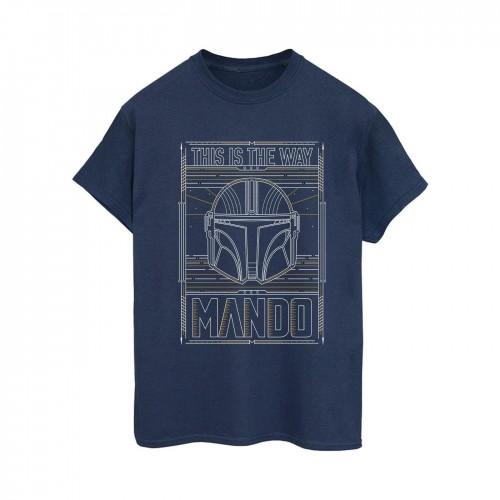 Star Wars Womens/Ladies The Mandalorian The Way Outline Helm Cotton Boyfriend T-Shirt