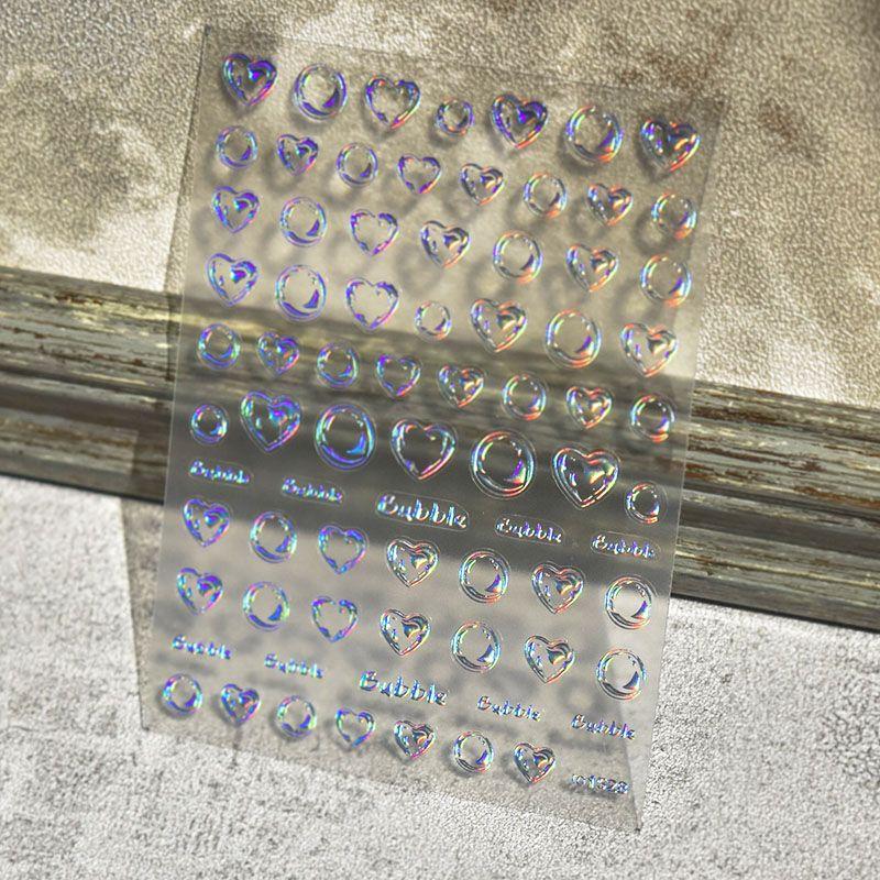 

Laser Silver Tomoni Adhesive Transparent Nail Sticker Heart Bubble 1528((Laser Silver))