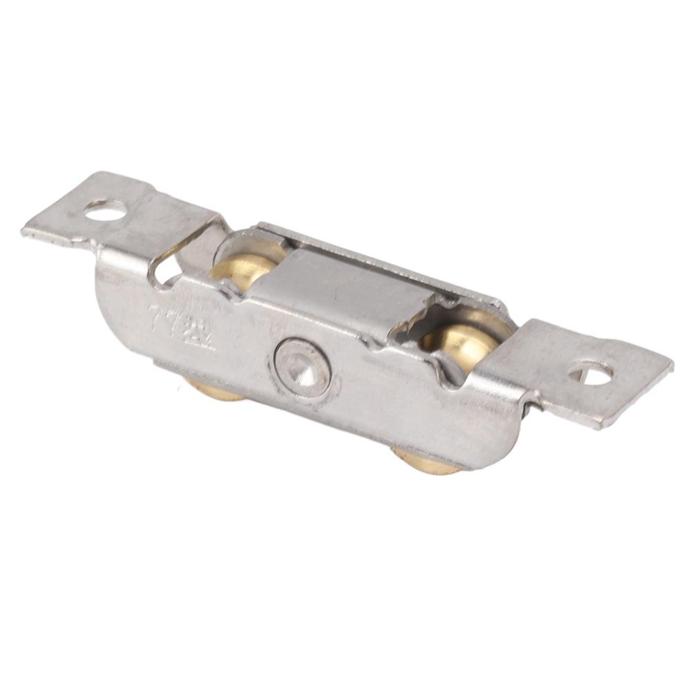 4 PZ Rotelle Doppie per Porta Scorrevole Rotelle Tandem Acciaio Inossidabile Ruota Concava con Viti Rotella Sfera di Rame