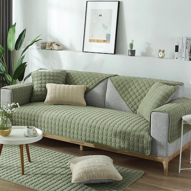 Mjuk Varm Manchestercouch Sofföverdrag Tjockt Sektionssofföverdrag Halkfritt Enfärgat Plyschsoffa Överdrag Möbler