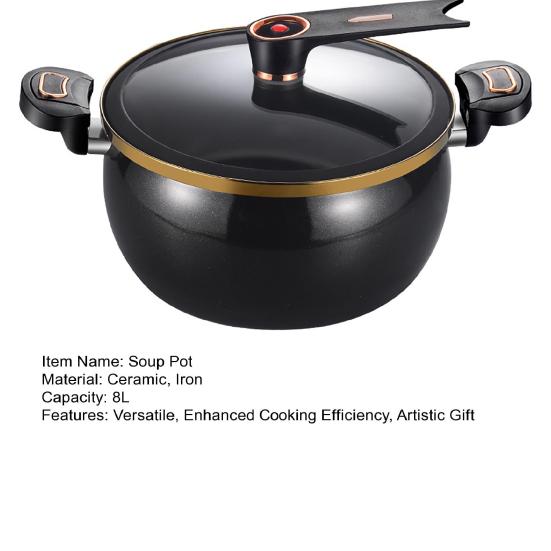 Nepřilnavý keramický hrnec na polévku s poklicí 8L Mikrotlakový hrnec Hrnec na vaření bez těžkých kovů