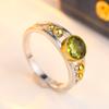 Dazzling Inlaid Green CZ Women's Ring Retro Two Color Geometry Daily Wear Party Jewelry Anniversary Gift
