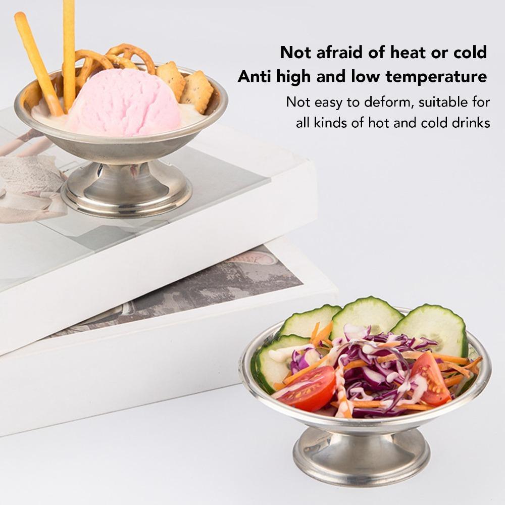 1Set Rustless Steel Ice Cream Cup Round Cold Dessert Container Custard Cup Party Dessert