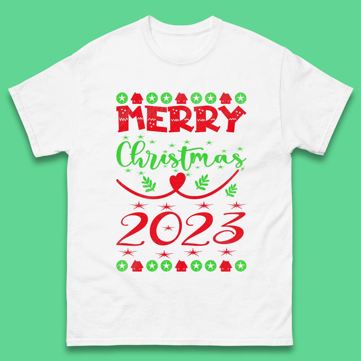 

Merry Christmas 2023 Winter Holiday Xmas Festive Celebration Mens Tee Top S