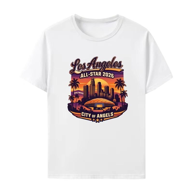 Memorial Los Angeles Game Short Sleeve TShirt Pure Cotton Comfortable Breathable Youthful Style for Unisex Summer Wear Streetwear