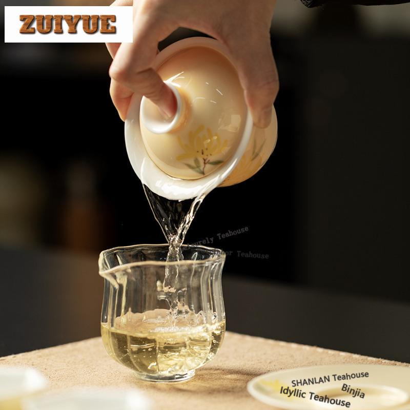 150ml Hand-painted Chrysanthemum Gaiwan Ancient Tea Tureen Tea Bowl With Lid Kit Tea Maker Cover Bowl Teaware Collection