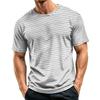 Men's Casual Quick-Dry Round Neck Short Sleeve Striped T-Shirt - Lightweight Mesh Breathable
