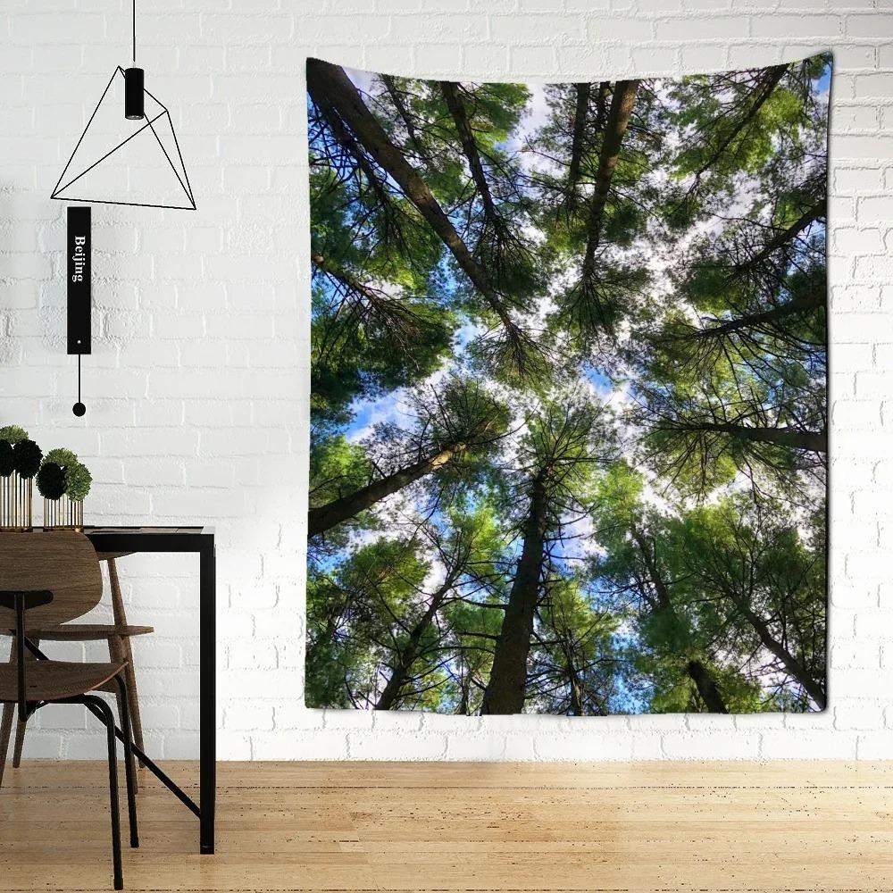 Tree Top Sky Forest Wall Decor Tapestry Home Living Room Tapestry