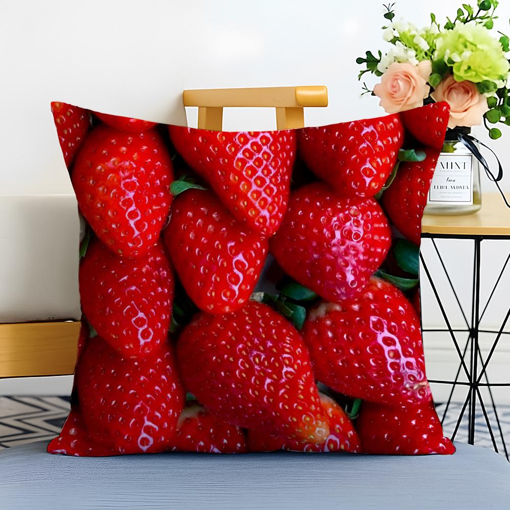 Healthy Delicious Fresh Food Anime Health Cushion Cover Washable Linen Pillowcase Soft for Sofa Bed Cozy Home Room Decor