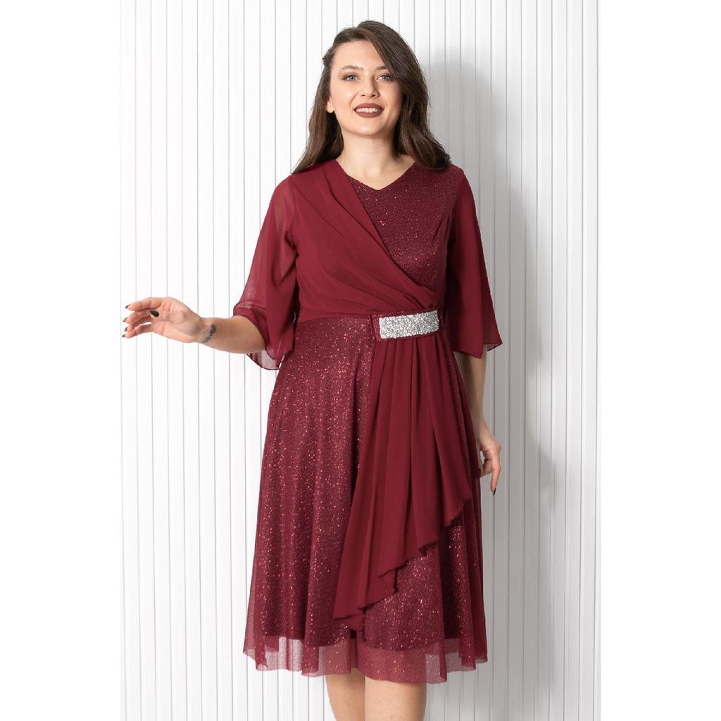 Pailletten-Abendkleid Marineblau Fhm900