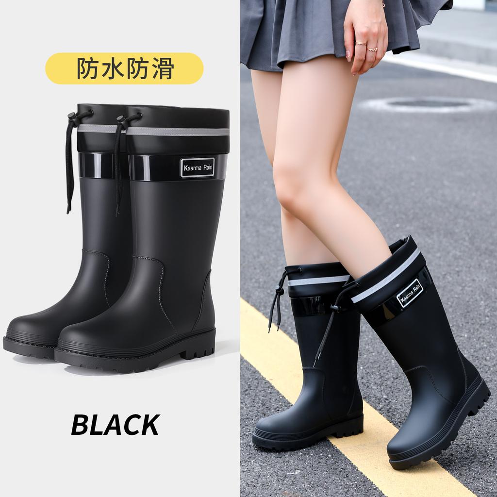 Quality bundle rain shoes women's adult fashion outer wear velvet high rain boots non-slip and anti-skid shoes