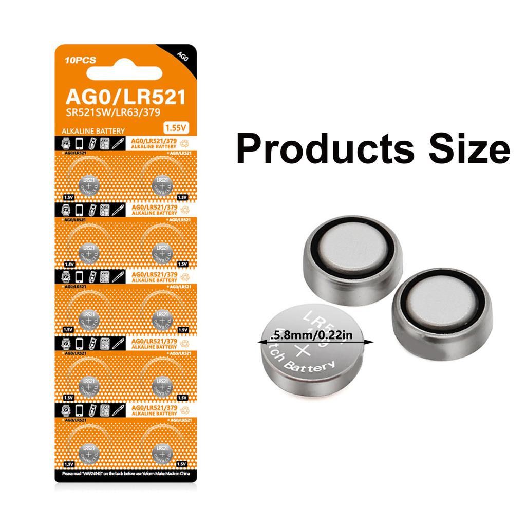 10Pcs AG0 Button Batteries SR521SW LR521 SR521 AG521 S521E 521A SG-521S SR63 GP379 V379 379X D379 379L 379LD For Watch