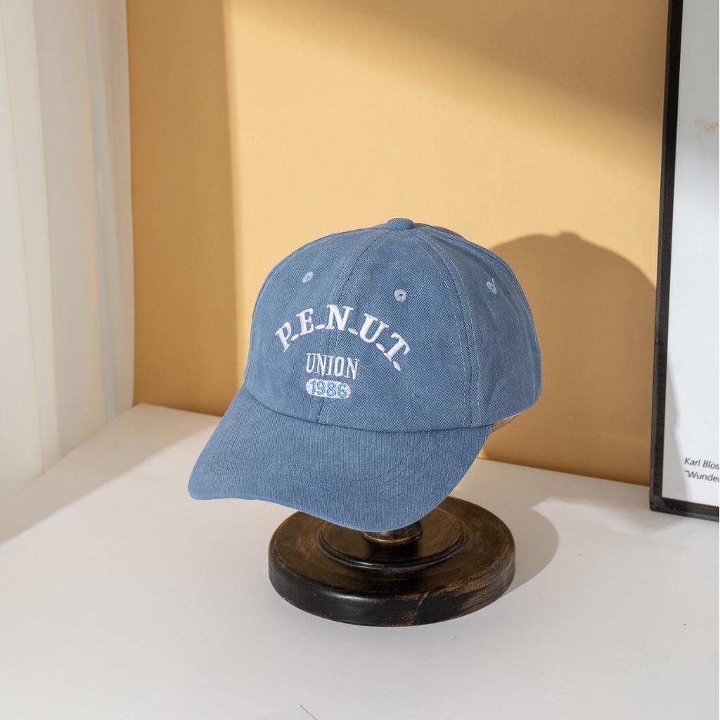 Soft top washed letter three-dimensional embroidery men's color matching baseball cap tide outdoor breathable sunshade women's cap