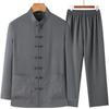 Costum Tang cu mânecă lungă pentru bărbați: Hanfu în stil chinezesc pentru primăvară/vară - Perfect pentru persoane de vârstă mijlocie și vârstnici, Cămașă Tai Chi pentru tata și bunicul