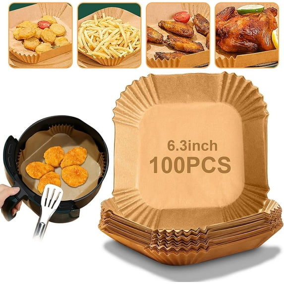 

Square Air Fryer Liners, 16 Cm (6.3 Inches). 100 Per Pack