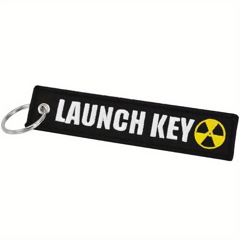 

Брелок для ключей с вышивкой текста LAUNCH KEY Tags Прямоугольный брелок Персонализированный брелок Аксессуары Сувенир 13 cm