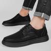 Fashion 2025 Brand Men's Summer Perforated Breathable Oxford Shoes High-quality Men's Comfortable Cowhide Height Increasing Casual Shoes