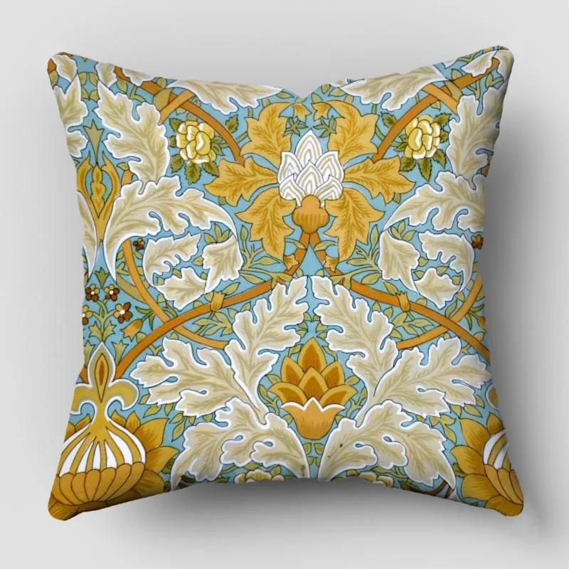 William Morris Pillow Cover Bedroom Home Office Decorative Pillowcase Square Zipper Pillow Cases Satin Fabric Eco-Friendly