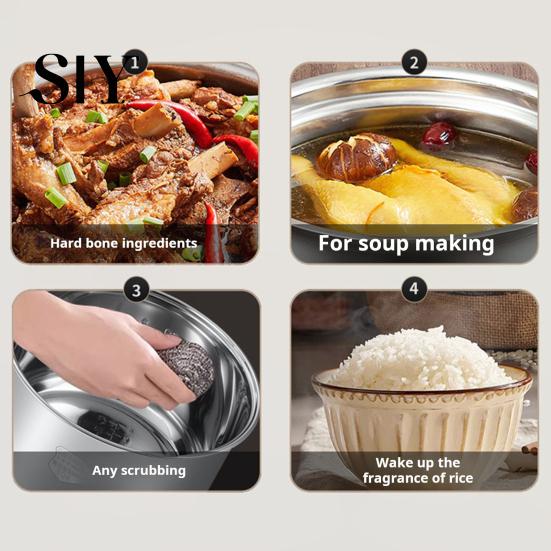 High Performance Inner Pot Rice Cooker Replacement Stainless Steel Volume Easy Maintenance Accessory Liner for Steaming Stewing Slow Simmering