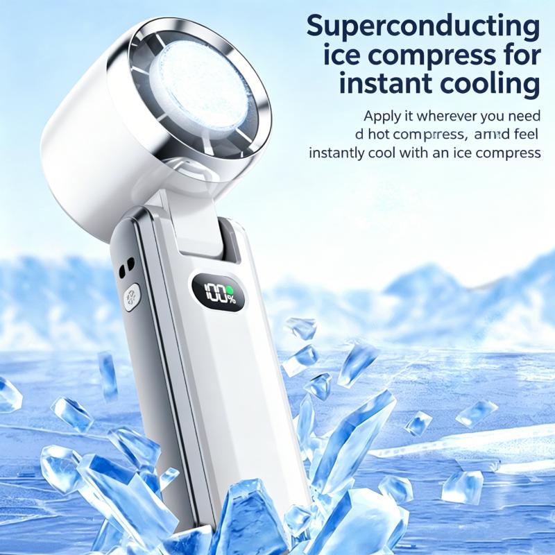 Portable High Speed Cooling Handheld Fan 3600mAh Rechargeable 100 Wind Speeds Mini Foldable Air Cooling Turbo Fan Camping hiking