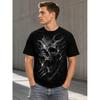 Men's Black Short-sleeve T-shirt with Bold 3D Skull Graphic, Crew Neck, Relaxed Fit, Soft Cotton Feel, Edgy Streetwear Style for Daily Casual Wear