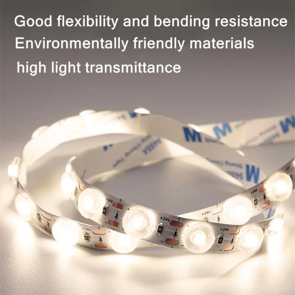 24V LED Strip Light 12mm 48LEDs/M Flexible Rope Light SMD with Lens Self-Adhesive Tape for Bedroom Mirror DIY Home Decoration