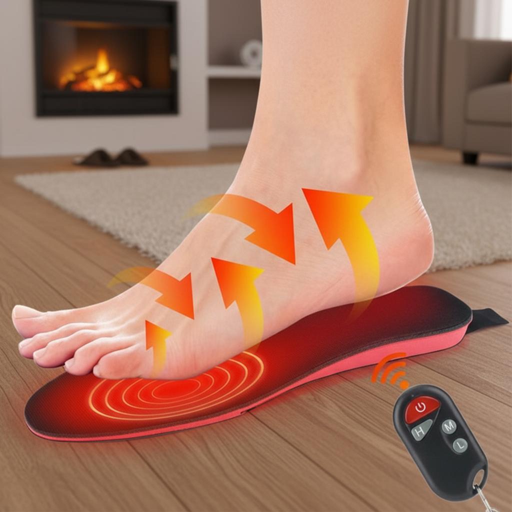 Foot Warmer 3-Temperature Adjustable Electric Heated Plantar Insoles Rechargeable Heated Insoles for Hunting and Outdoor Sports